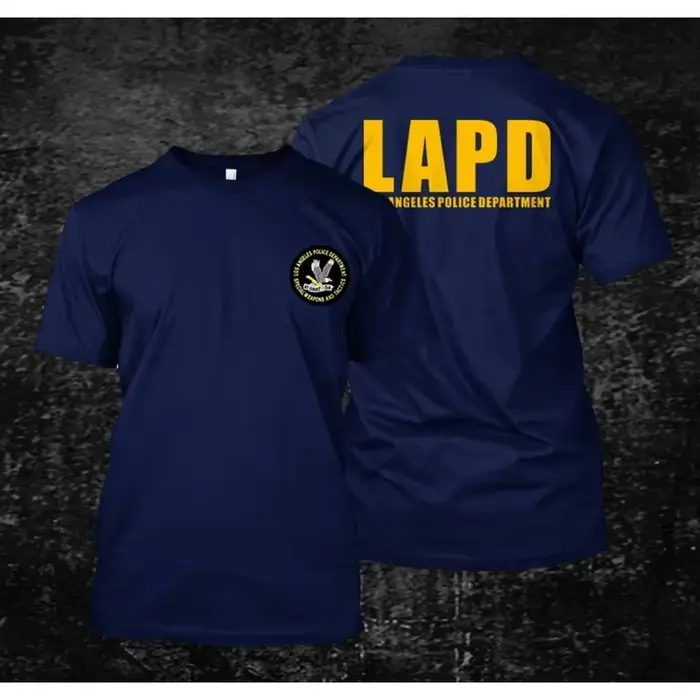 LAPD Police de Los Angeles - T-shirt personnalisé pour hommes, devant et dos, décontracté, à manches