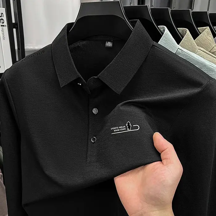 Polo à manches longues pour homme avec logo imprimé