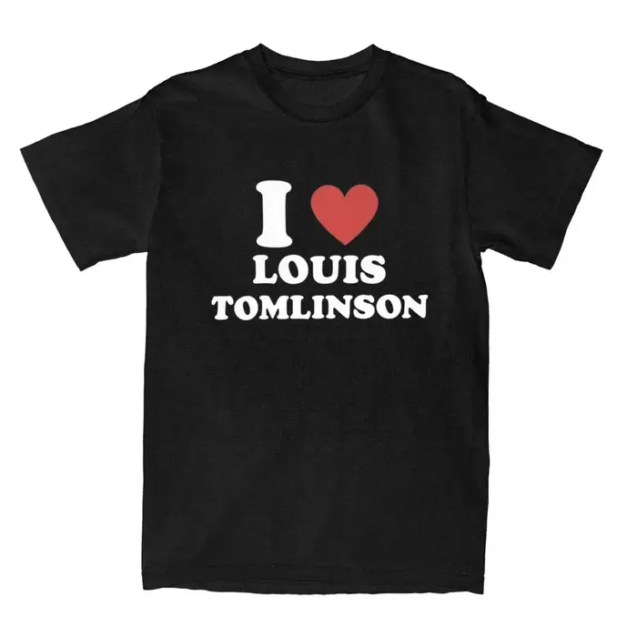 T-Shirt à Manches Courtes et Col Rond pour Homme, Vêtement de ix, 100% Coton, I Love Louis Tomlinson