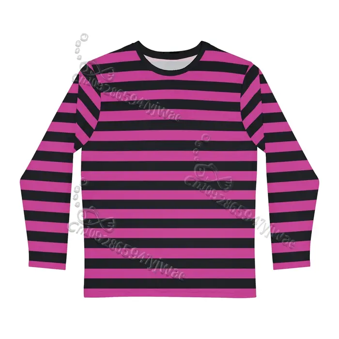 T-shirt à manches longues rayé style gothique français, col rond, décontracté, streetwear, polyvalent, pour le quotidien, printemps, enfant et adulte