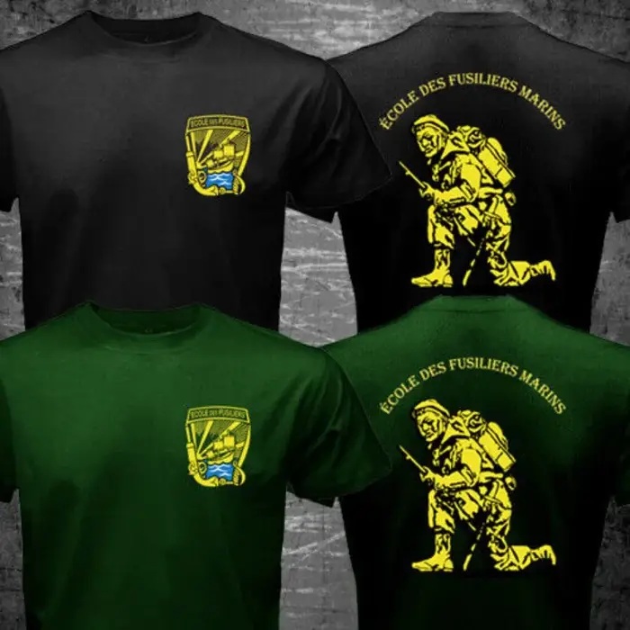 Corps des Marines français Ecole Des fusiliers Marins Lorient militaire T-shirt à manches courtes décontracté 100% coton hommes t-shirts