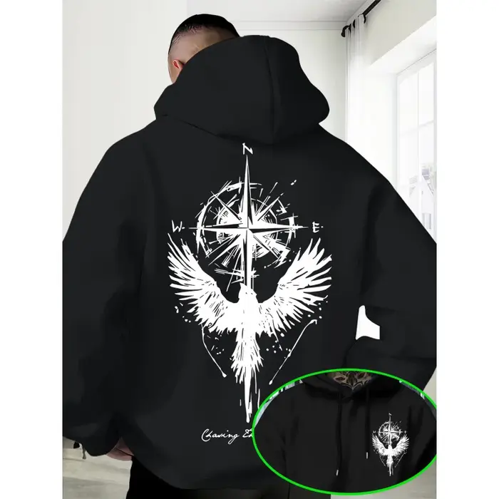 Sweat-shirt à capuche imprimé tendance personnalisé décontracté pour homme. Idéal pour les rendez-vous en plein air