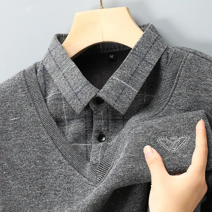 Polo classique doublé polaire pour hommes