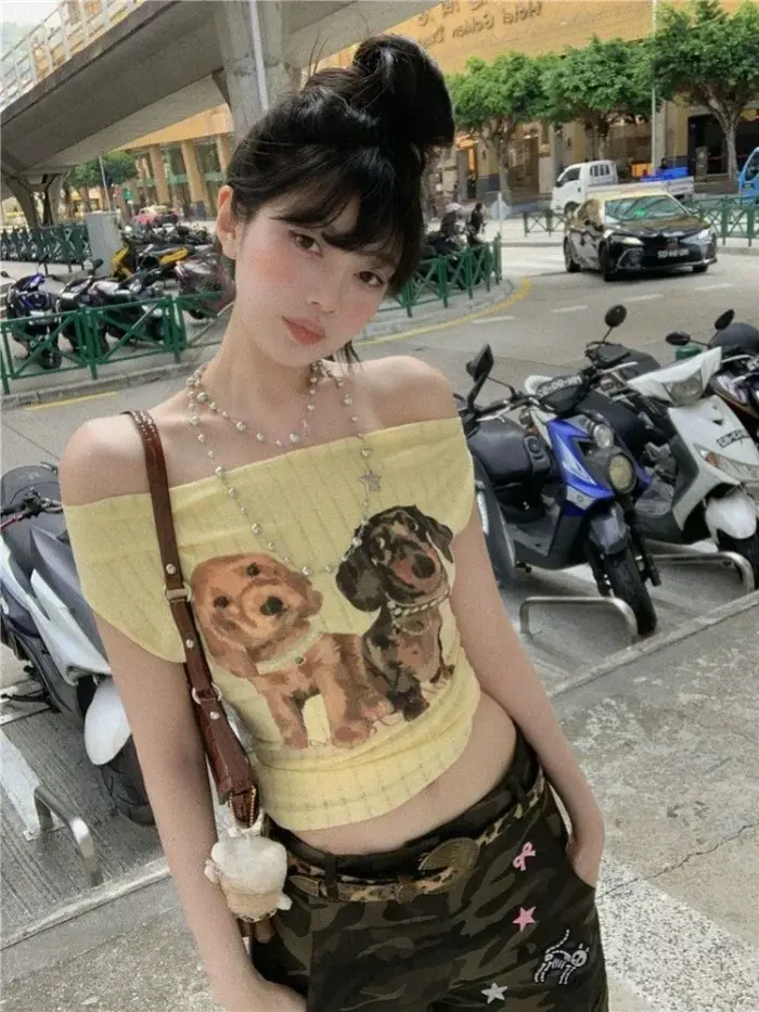 T-shirts courts hauts Sexy vêtements pour femmes imprimé chien