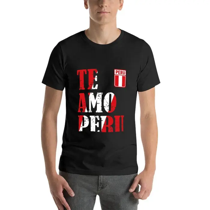 T-shirt I Love Peru Te Amo Peru pour hommes, imprimé animal pour garçons, chemises de retraite noires unies