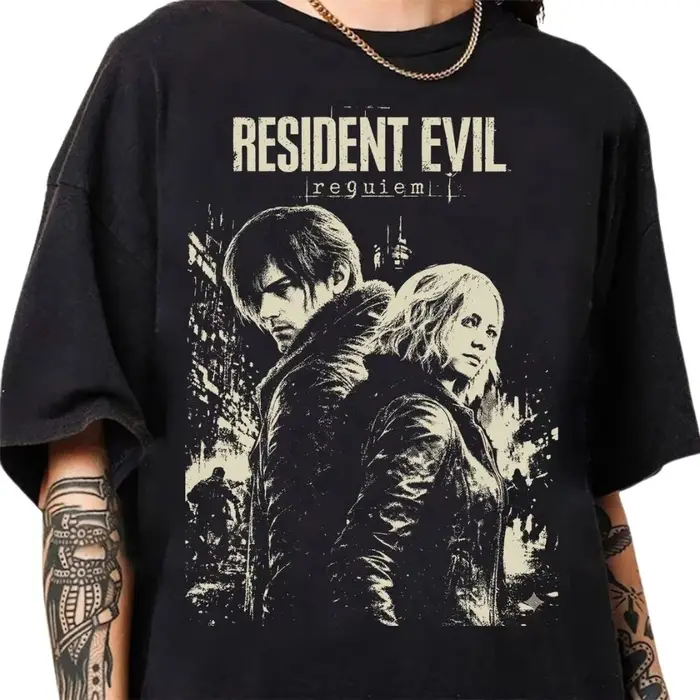 T-shirt rétro Resident Evil Requiem, T-shirt du jeu Resident Evil, nouveau T-shirt d'été en coton ré