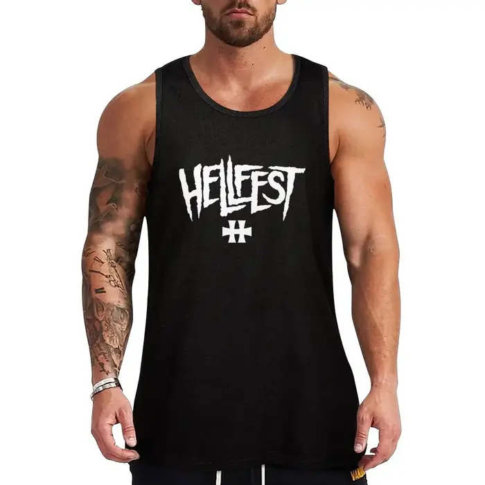 Hellfest 2 T-shirt classique Tank Top Muscle Fitness Tank Top sans manches pour entraînement athléti