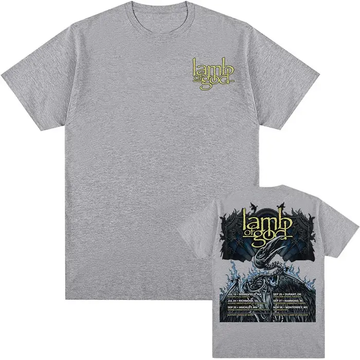 Agneau de dieu Tour 2025 nouveau T-shirt bande mentale impression graphique t-shirts à manches courtes coton homme