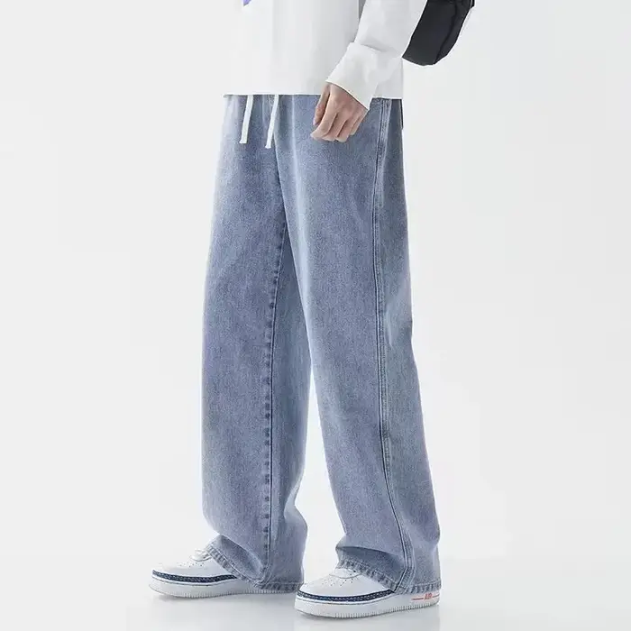 Nouveau Jean Streetwear Ample Homme 2026 Style Coréen Tendance Coupe Droite Large Pantalon