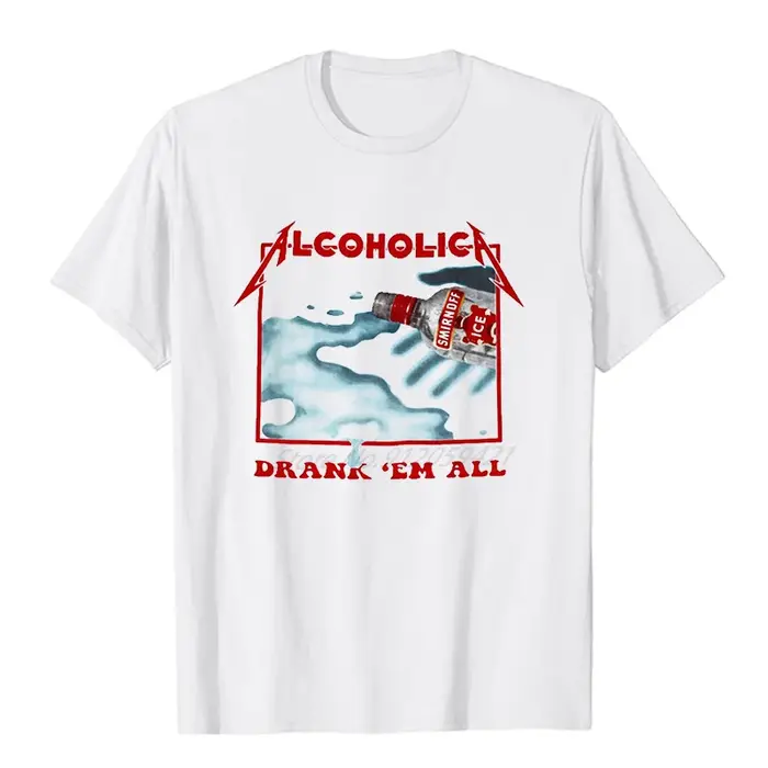 Alcoholica Drank'Em All Vodka musique graphique T-Shirts coton à manches courtes T-Shirts été col ro
