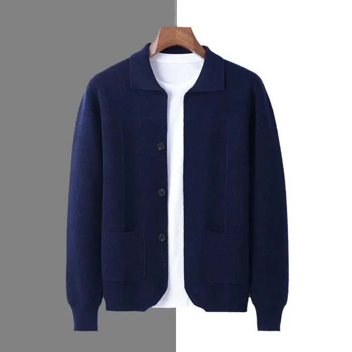 Cardigan Triblockchain en Laine Mérinos pour Homme