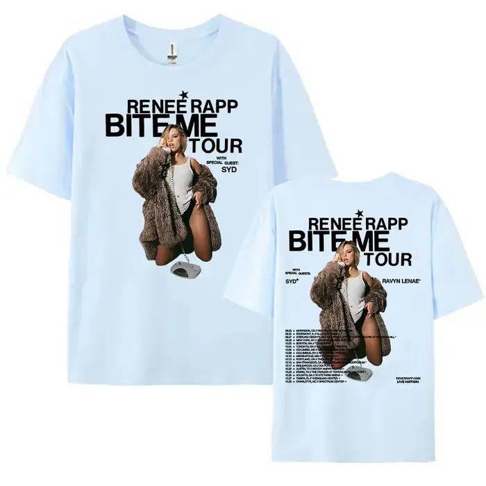 Reneé Rapp Bite Me Tour 2025 T-shirt d'été à manches courtes femmes t-shirts chanteur impression graphique