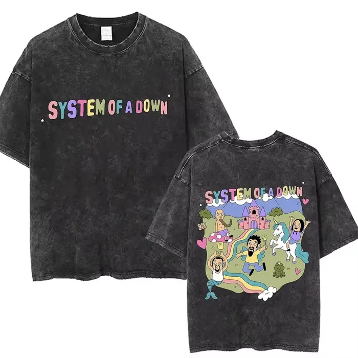 T-shirts graphiques délavés System of A Down Toxicity Album pour hommes et femmes