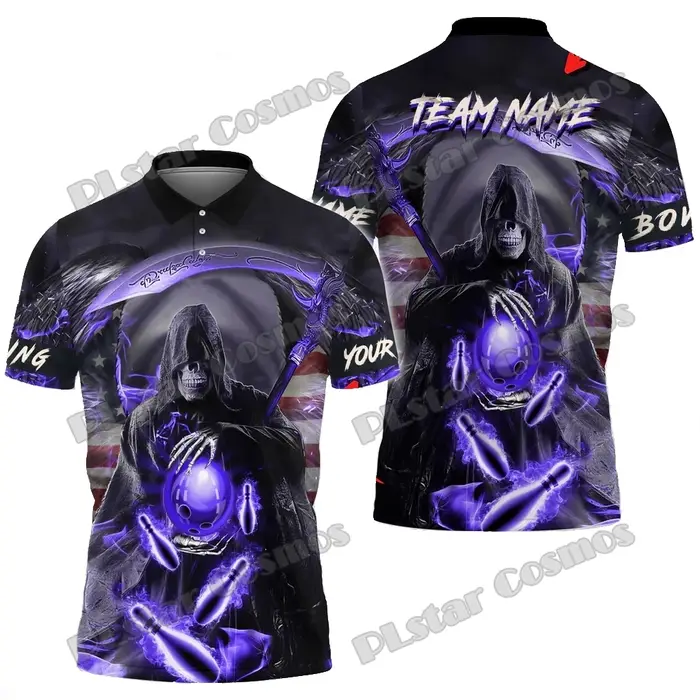 Bowling and Pins Reaper Fire Feel Pattern Polo pour homme