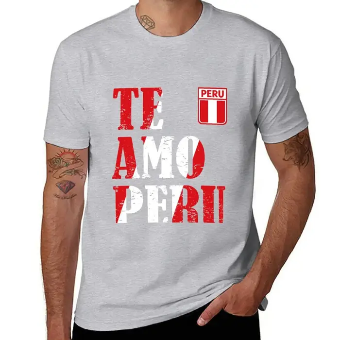 T-shirt I Love Peru Te Amo Peru pour hommes, imprimé animal pour garçons, chemises de retraite noires unies