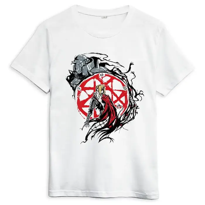 T-shirt classique japonais avec impression graphique de Manga FULLMETAL ALCHEMIST
