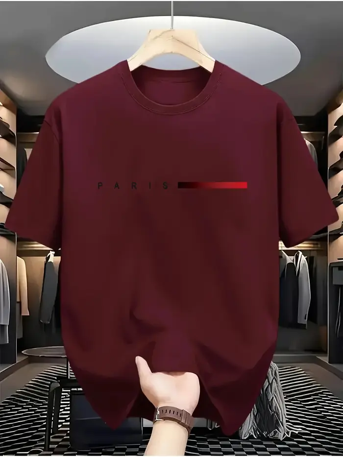 Nouveau t-shirt tendance pour hommes, style décontracté parisien avec impression créative de lettres