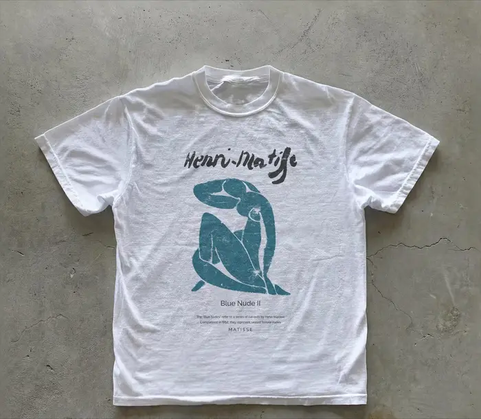 T-shirt Blue Nude II inspiré d'Henri Matisse, T-shirt pour amoureux de l'art minimaliste, T-shirt gr
