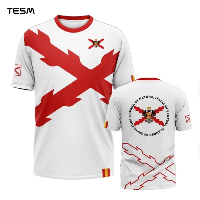 TESN espagnol hommes sport T-Shirt décontracté mode HD impression chemise respirante rue jeunesse haut