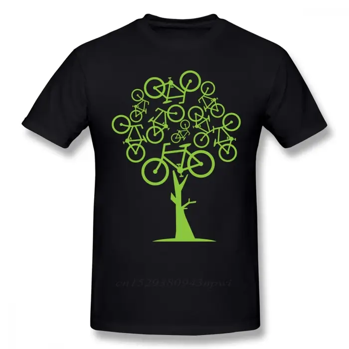 T-shirt Slim Fit Swag pour homme, image artistique, vélo vert, arbre, t-shirt grande taille, cadeau