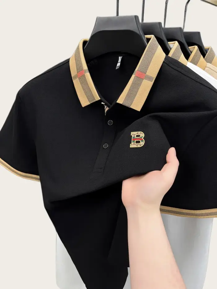 Polo à manches courtes avec logo de marque de luxe pour hommes
