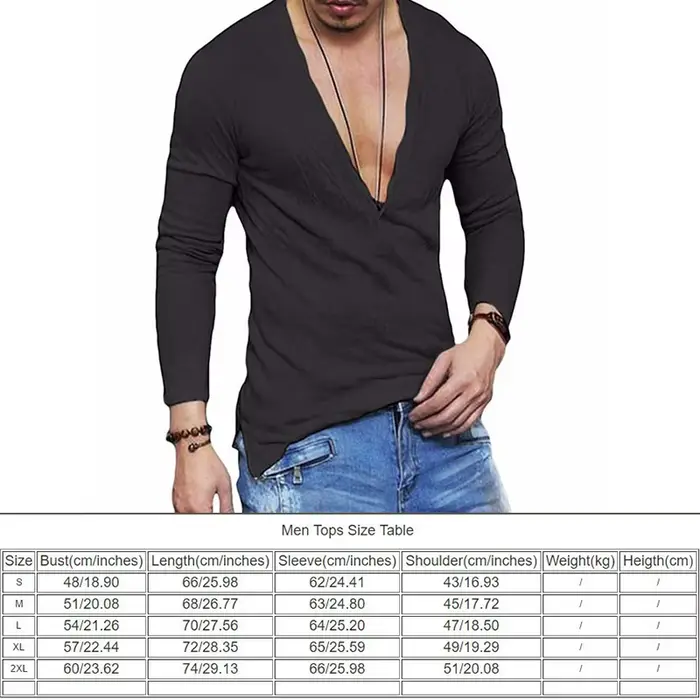 T-shirt à col en V profond pour hommes