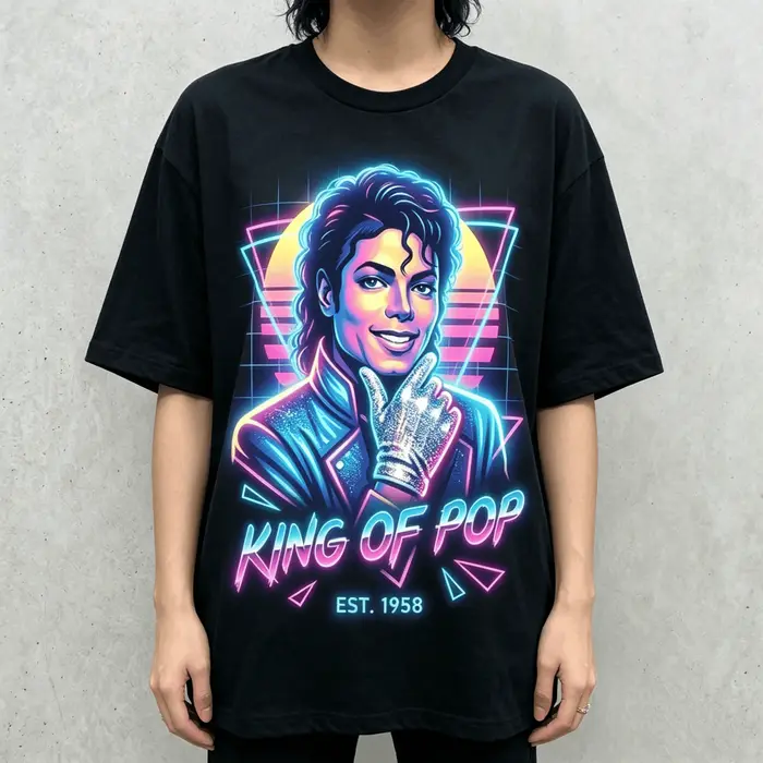 T-shirt unisexe en coton à manches courtes vintage surdimensionné Y2K pour homme, motif Michael Jack