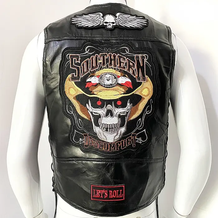Gilet de motard en cuir pour homme