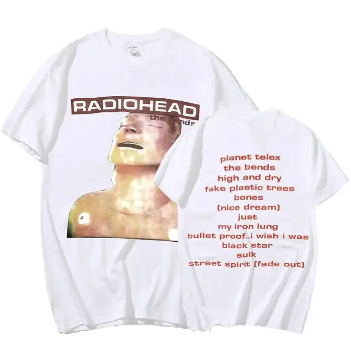 Vintage groupe de Rock Radiohead t-shirt hommes 100% coton T-shirts Hip Hop les courbes Album de musique impression