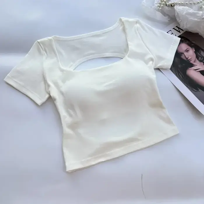 Crop top dos nu à col carré pour femme
