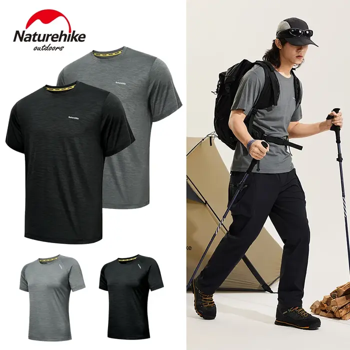 Naturehike Sport T-Shirt 100% Laine Mérinos À Manches Courtes Course Formation En Plein Air Hommes Femmes Respirant À Séchage Rapide Sweat