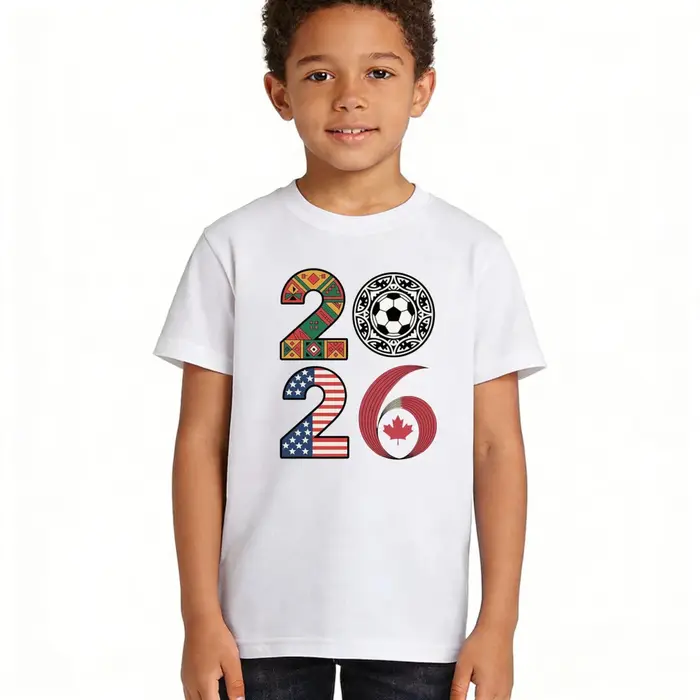 T-shirt graphique style football vintage international pour enfants