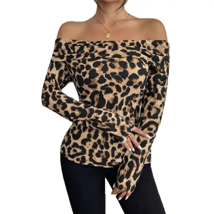 T-shirt à manches longues et épaules dénudées pour femme