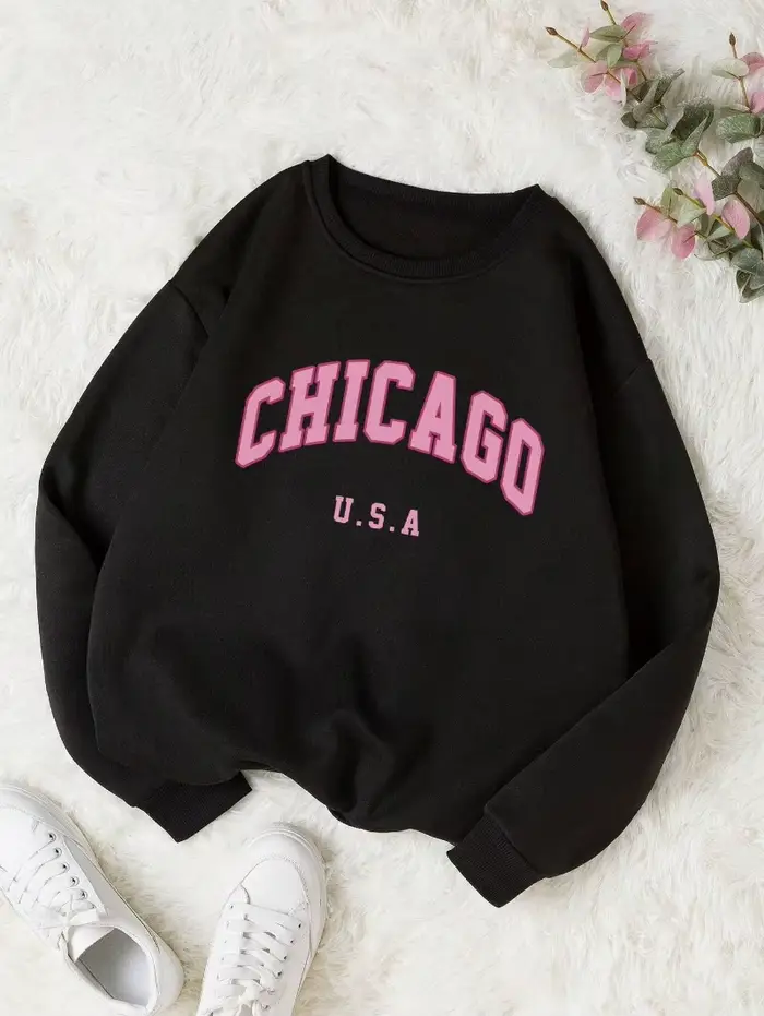 Sweat-shirt à col ras du cou pour femme