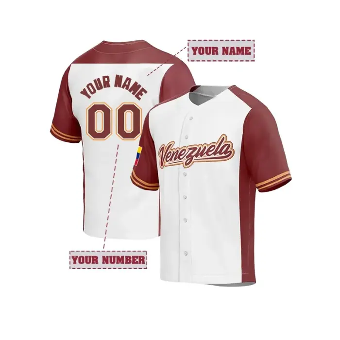 T-shirt de baseball Venezuela personnalisé pour hommes et femmes