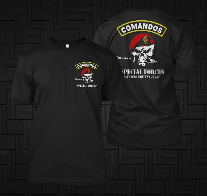 T-shirt manches courtes col rond homme, décontracté, en coton, armée portugaise, forces spéciales, c