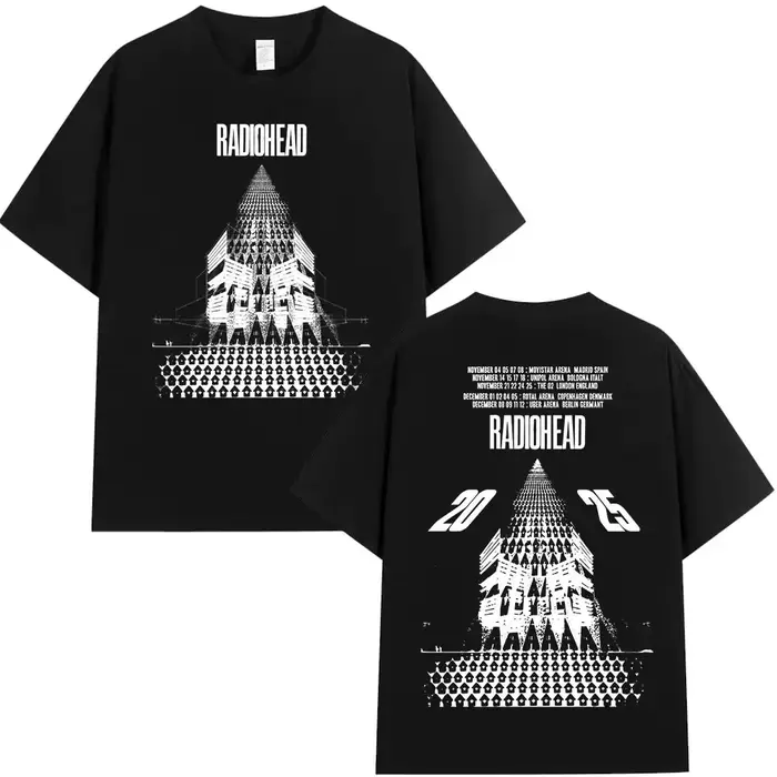 Radiohead World Tour T-shirt retour vers la route Merch surdimensionné t-shirts hommes femmes Rock Punk à manches courtes vêtements en coton lourd