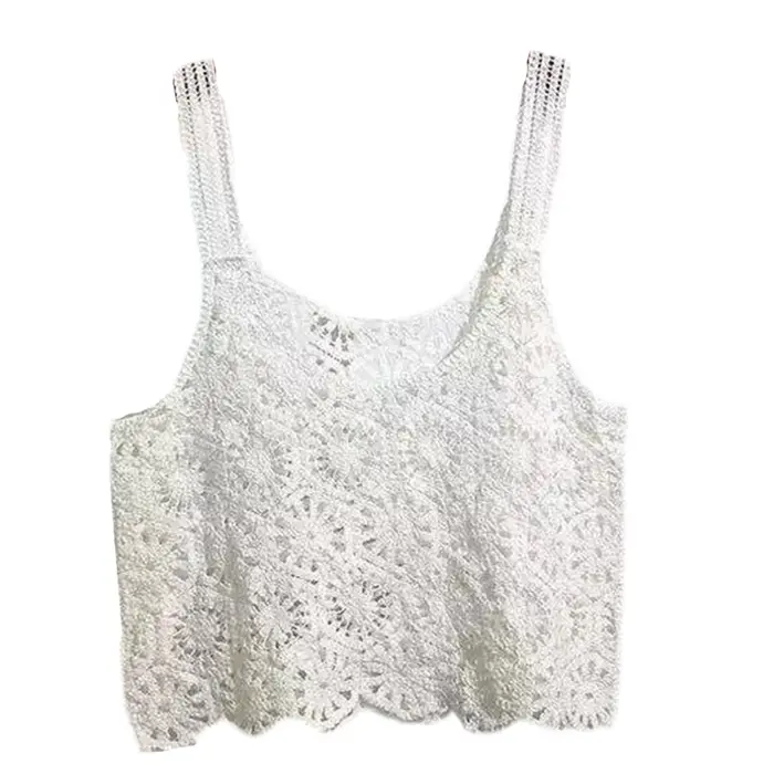 Femmes Crochet Récolte pour Débardeur Boho Creux Tricot Floral Camisole Sans Manches Cove
