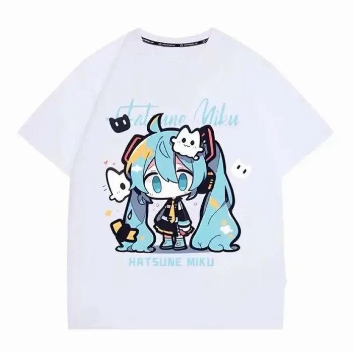 T-shirt à manches courtes, article de collaboration avec Miku du futur. Vêtements décontractés MIKU 