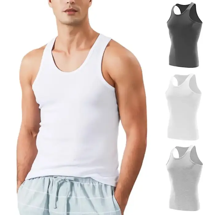 100% pur coton blanc gris noir hommes débardeurs été grande taille Singlets Fitness