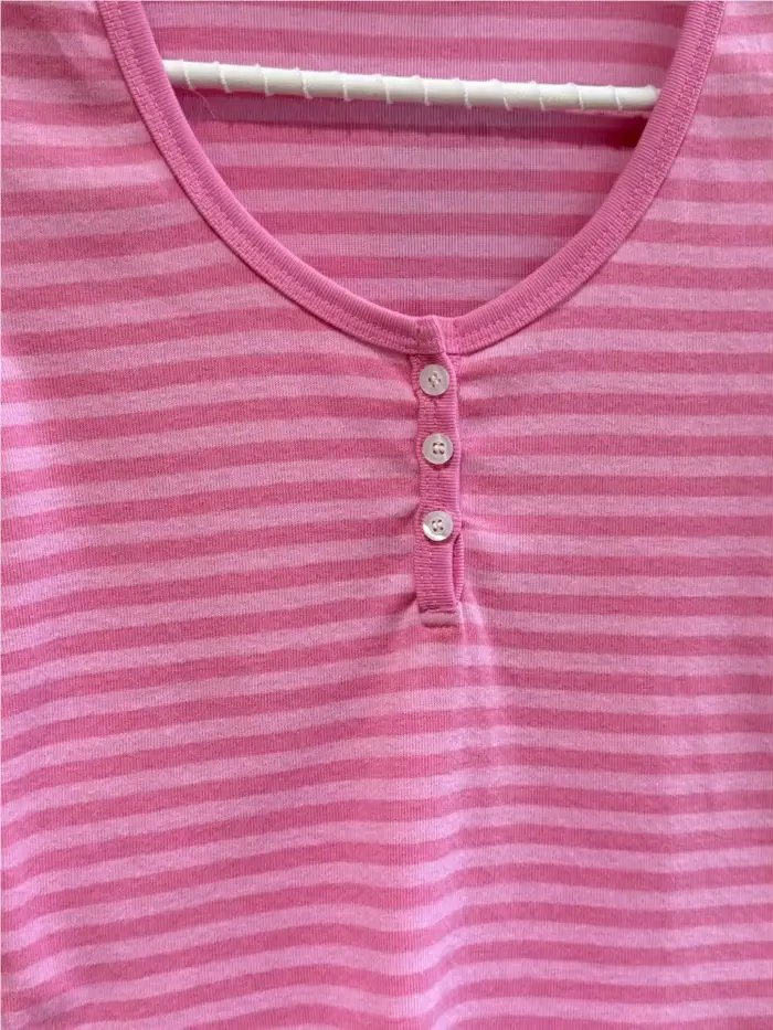 T-shirt à manches courtes rayé rose pour femme