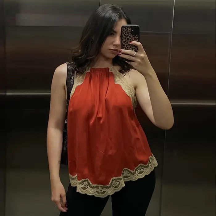 Haut Halter Femme avec Dentelle
