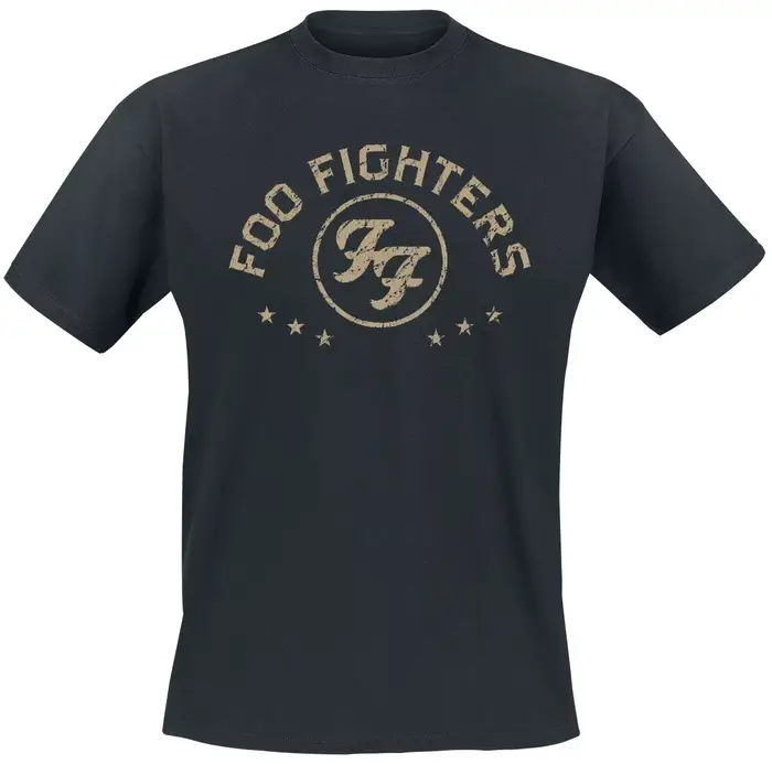 Foo Fighters Distressed FF Logo Star Print T-shirt en coton Alternative Rock Streetwear Unisex Crew 