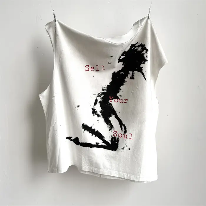 Joli lavé Saint vendre votre âme Vintage manches coupe T-Shirt hommes femmes haut sans