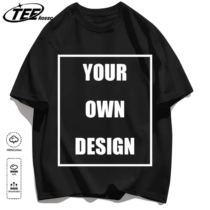 T-shirt personnalisé pour homme 100% coton, création de votre design, logo, texte, pour homme et fem