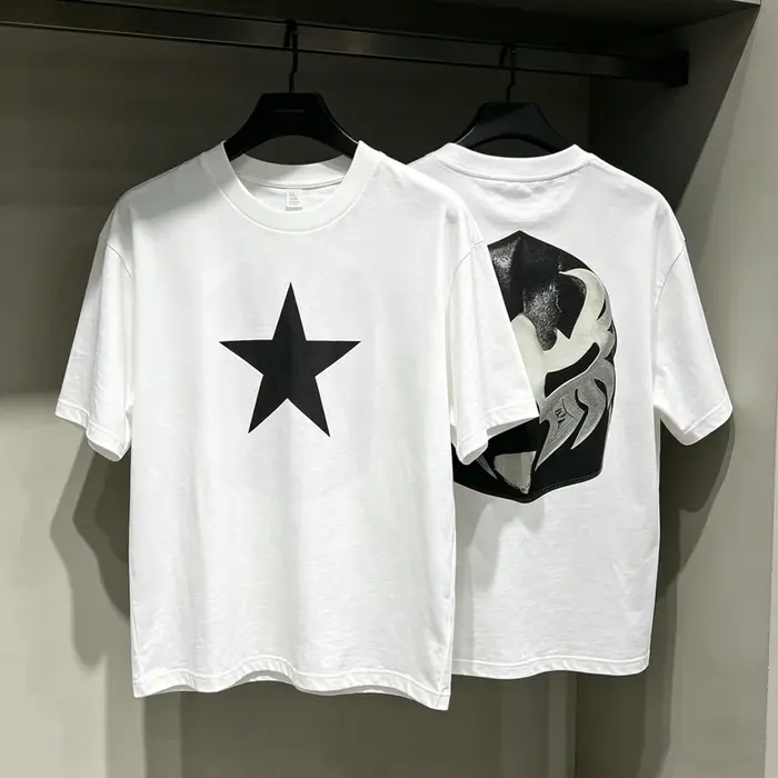 T-shirt unisexe Yzy 2026 à manches courtes avec imprimé étoile à cinq branches sur la poitrine