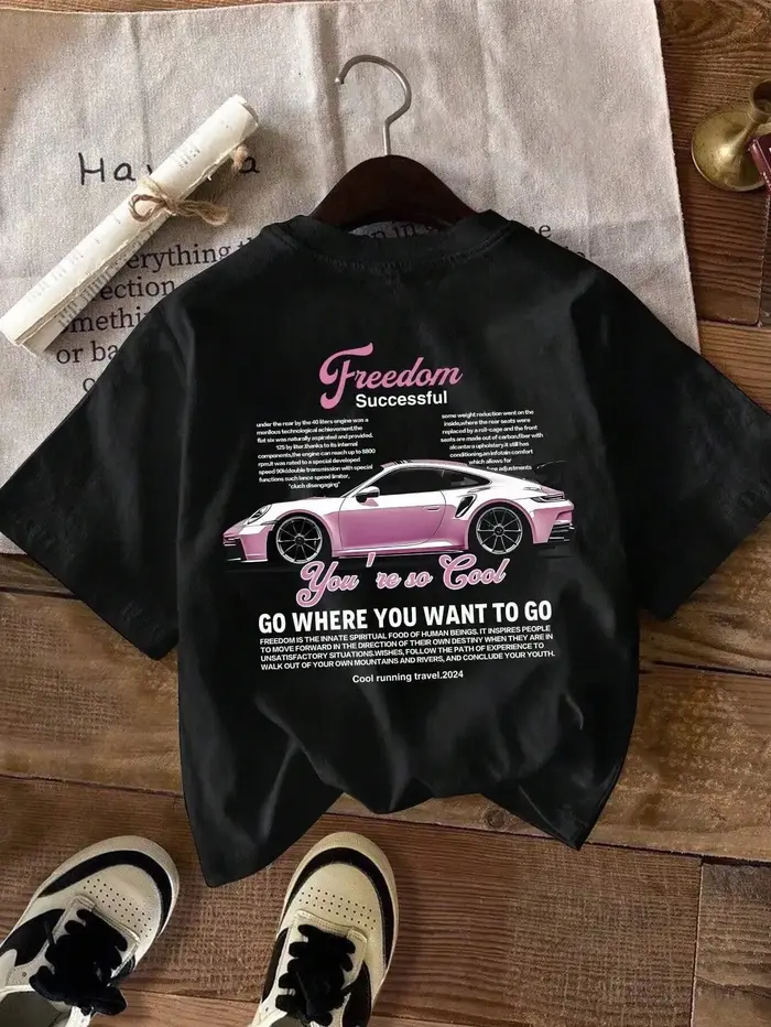 T-shirt imprimé voiture thème décontracté Streetwear unisexe femmes hommes haute qualité