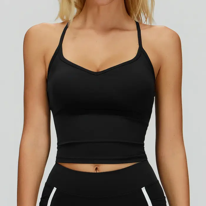 Débardeur de Yoga pour femmes, dos croisé réglable, respirant, résistant aux chocs, gilet de Sport, 