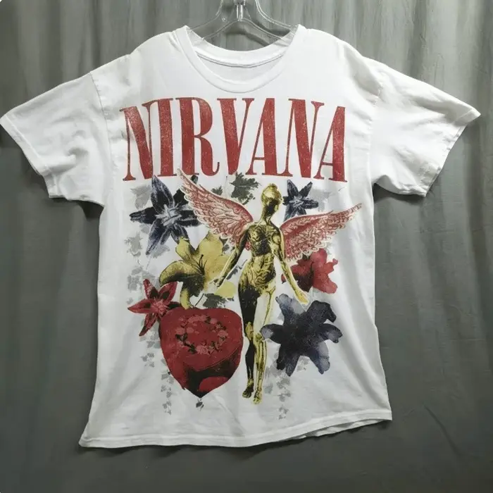 T-shirt à manches courtes et col rond Nirvana Vintage Rock Band