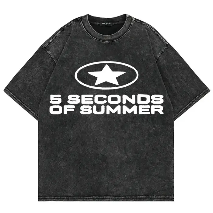 T-shirt oversize délavé 5 Seconds of Summer Everyone's A Star World Tour pour hommes et femmes, stre